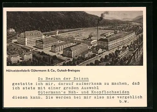 AK Gutach /Breisgau, Nähseidenfabrik Gütermann & Co. aus der Vogelschau