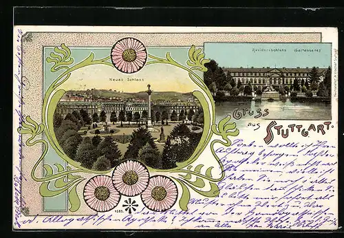 Lithographie Stuttgart, Neues Schloss, Residenzschloss