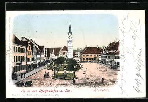 AK Pfaffenhofen a. Ilm, Stadtplatz mit Kirche