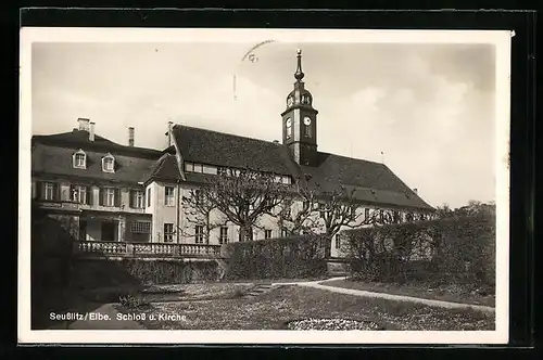 AK Seusslitz a. d. Elbe, Schloss und Kirche