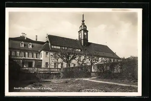 AK Seusslitz a. d. Elbe, Schloss und Kirche