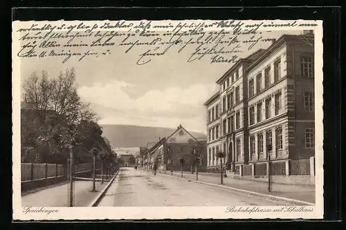 AK Spaichingen, Bahnhofstrasse mit Schulhaus