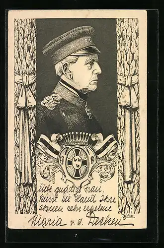 AK Generalfeldmarschall von Moltke in Uniform mit Eisernem Kreuz