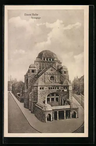 AK Essen /Ruhr, Synagoge mit Strassenpartie