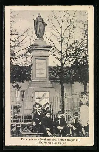AK St. Marie-aux-chênes, Französisches Denkmal für das 94. Linien-Regiment