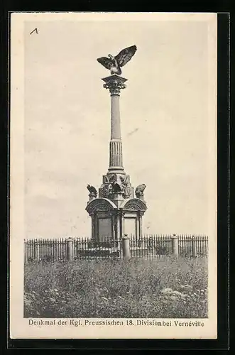 AK Vernéville, Denkmal der Kgl. Preussischen 18. Division