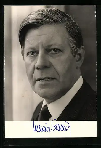 AK Ehem. Bundeskanzler der BRD und stellvertretender Vorsitzender der SPD, Helmut Schmidt im Portrait