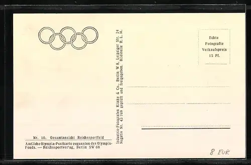 AK Berlin, Reichssportfeld, Gesamtansicht vom Flugzeug aus