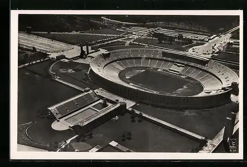 AK Berlin, Reichssportfeld, Olympia-Stadion vom Flugzeug aus