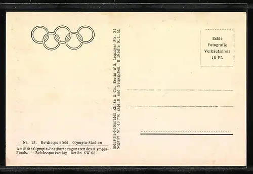 AK Berlin, Reichssportfeld und Olympia-Stadion, Olympia 1936