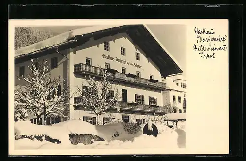 AK Wildschönau, Gasthaus Dorferwirt im Schnee