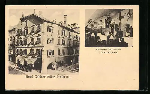 AK Innsbruck, Hotel goldener Adler, Goethe Stube, 1. Weinrestaurant