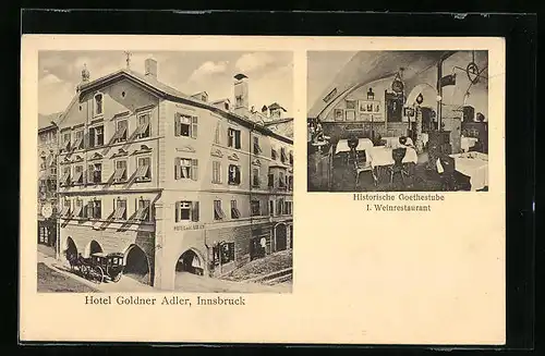 AK Innsbruck, Hotel goldener Adler, Goethe Stube, 1. Weinrestaurant