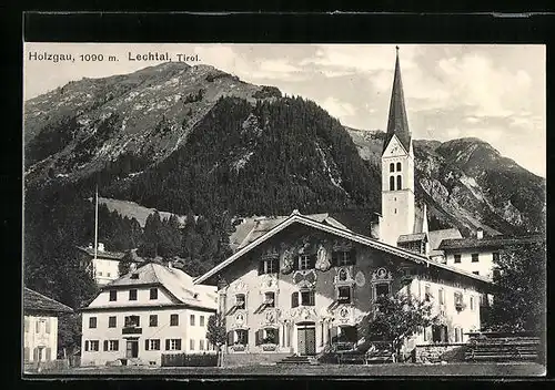 AK Holzgau /Lechtal, Kirche im Ortsbild