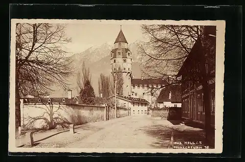 AK Hall i. T., Blick auf den Münzerturm