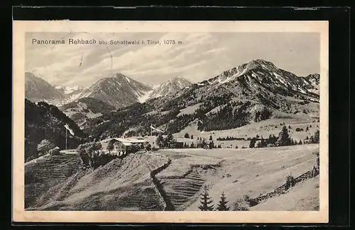 AK Rehbach bei Schattwald, Panorama der Berge
