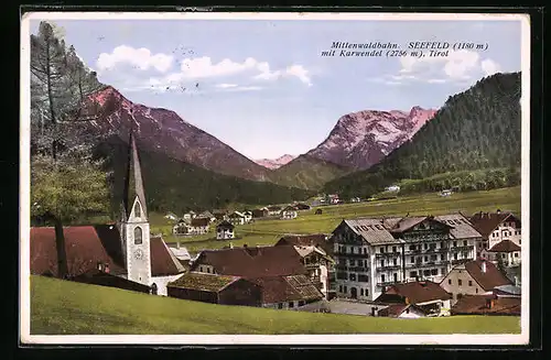 AK Seefeld, Ortsansicht mit Berglandschaft