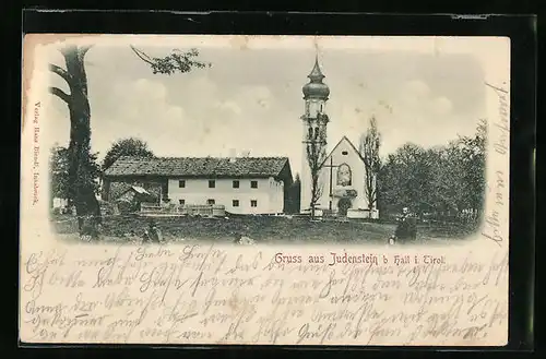 AK Judenstein b. Hall, Blick zur Kirche