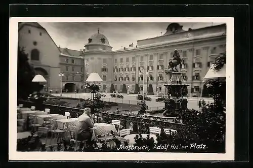 AK Innsbruck,  Platz mit Brunnen und Gasthaus