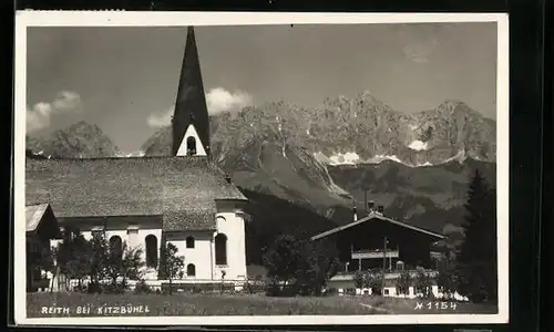 AK Reith b. Kitzbühel, Ortsansicht mit Kirche