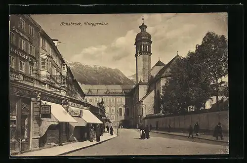 AK Innsbruck, Burggraben mit Dom. Hampl