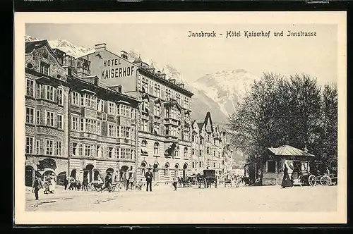 AK Innsbruck, Hotel Kaiserhof und Innstrasse