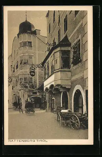 AK Rattenberg, Strassenpartie mit Gasthaus