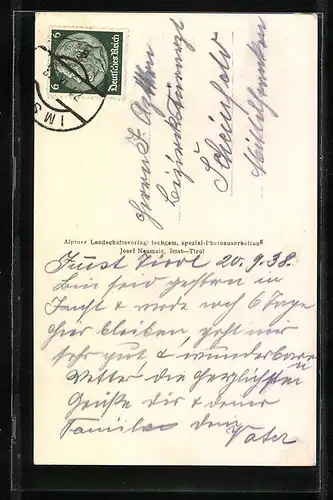 AK Imst, Teilansicht mit Kirche und Rauchberg