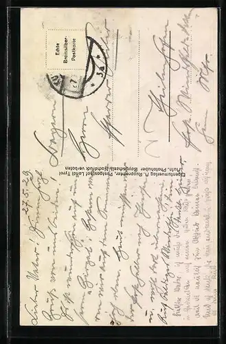 AK Landl, Ortspartie mit Kirche und Sonnwendjoch