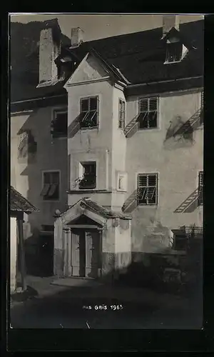 AK Gries, Strassenpartie mit Gebäudeansicht