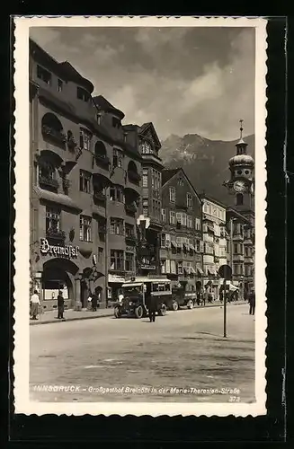 AK Innsbruck, Grossgasthof Breinössl in der Maria-Theresien-Strasse
