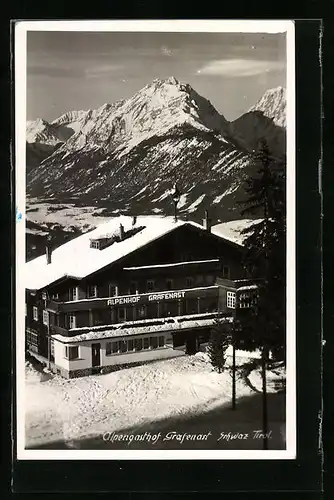 AK Schwaz, Alpengasthof Grafenast im Schnee