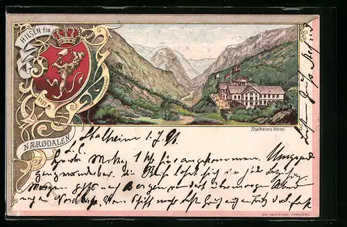 Lithographie Naerodalen, Stalheims Hotel