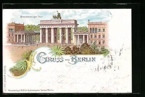 Lithographie Ganzsache PP9F7 /020: Berlin, Brandenburger Tor