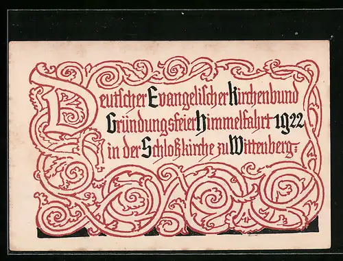 AK Ganzsache PP60C2: Wittenberg, Deutscher Evang. Kirchenbund, Gründungsfeier Himmelfahrt 1922 in der Schlosskirche