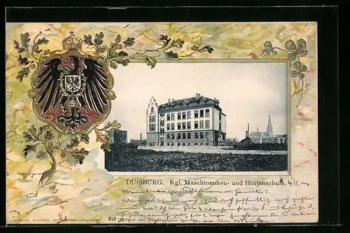 Passepartout-Lithographie Duisburg, Königliche Maschinenbau- und Hüttenschule, Wappen