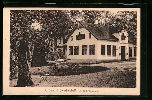 AK Steinberghaff /Ostsee, Gasthaus Steinberghaff, Gartenansicht