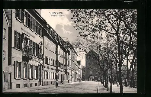 AK Augsburg, Partie in der Strasse Oberer Graben mit Medico-mechanischer Heilanstalt