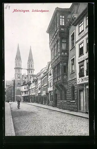 AK Meiningen, Strassenpartie in der Schlundgasse