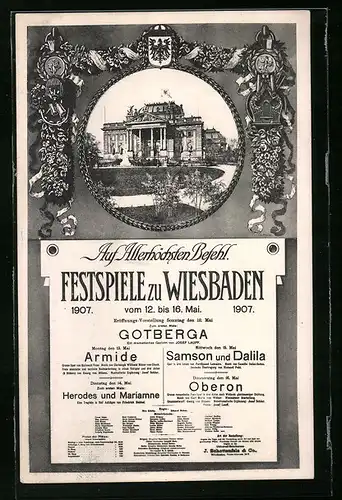 AK Wiesbaden, Festpiele 1907, Ansicht des Festspielhauses