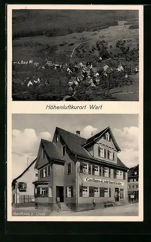 AK Wart b. Nagold, Gesamtansicht aus der Vogelschau, Gasthaus zur Linde