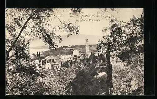 AK Potamo /Korfu, Ortsansicht aus der Vogelschau