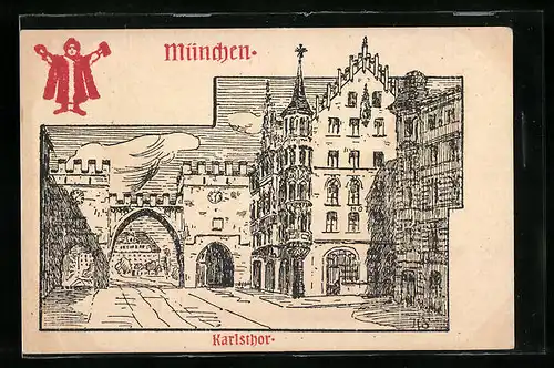 Künstler-AK München, Am Karlsthor