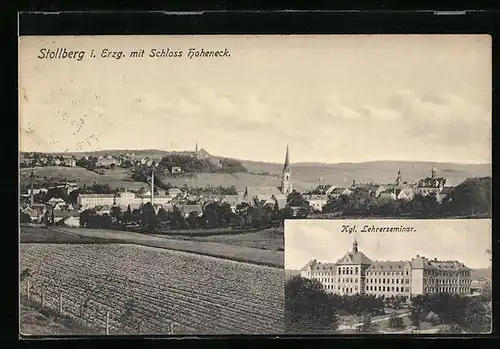 AK Stollberg i. Erzg., Ortsansicht mit Schloss Hoheneck