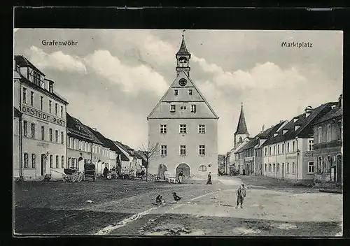 AK Grafenwöhr, Strassenpartie am Marktplatz