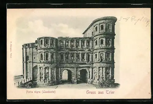 Relief-AK Trier, Landseite der Porta nigra