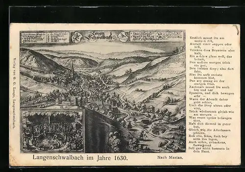 Künstler-AK Langenschwalbach, Stadt nach Merian im Jahre 1630