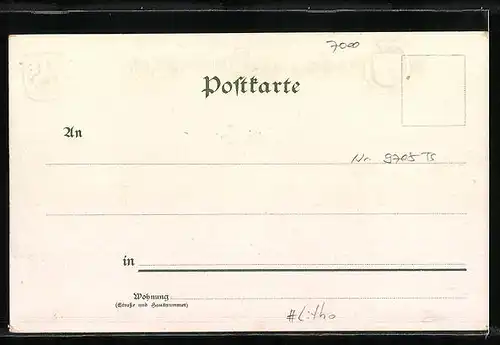 Lithographie Stuttgart, Strassenpartie am Marktplatz