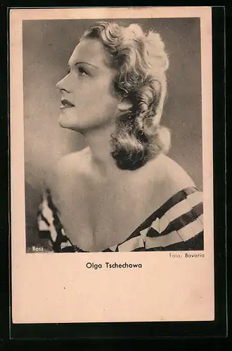 AK Schauspielerin Olga Tschechowa zur Seite blickend