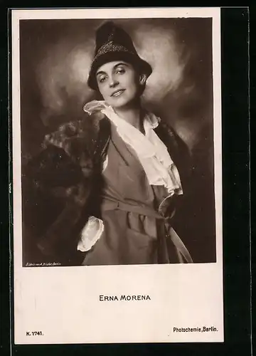 AK Schauspielerin Erna Morena mit Hut